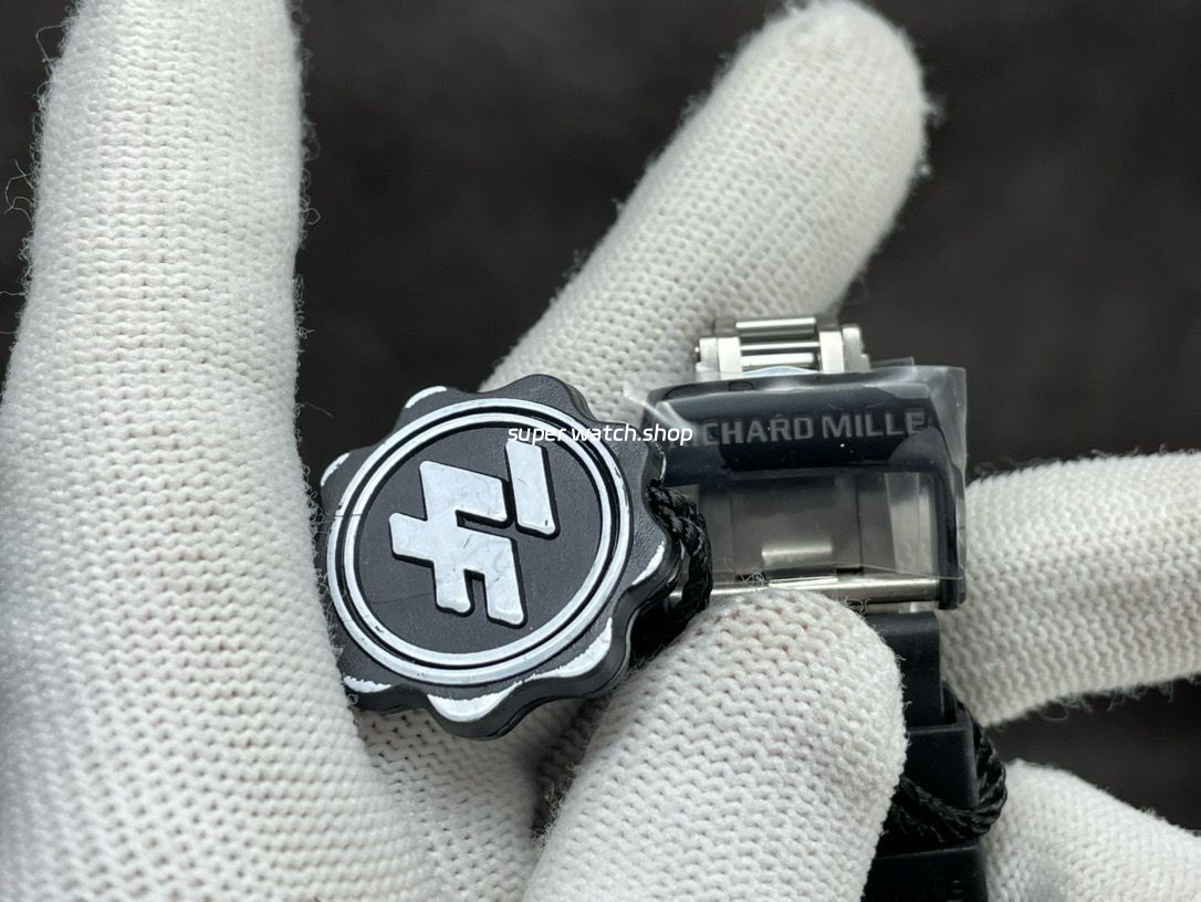 ZF Factory Richard Mille RM 055 42.7mm Titanium Black Rubber Strap Skeletonized White Dial - Image 8