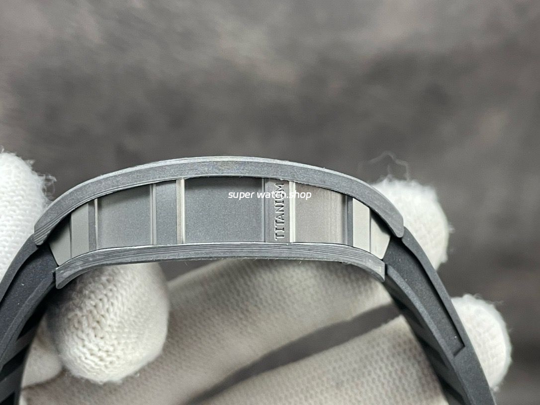 ZF Factory Richard Mille RM 055 42.7mm Titanium Black Rubber Strap Skeletonized White Dial - Image 5