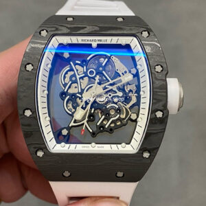 ZF Factory Richard Mille RM 055 42.7mm Titanium White Rubber Strap Skeletonized White Dial
