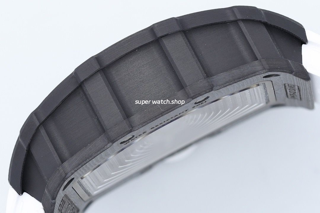 ZF Factory Richard Mille RM35-02 Black Carbon Fiber White Rubber Strap Black Skeletonized Dial - Image 7