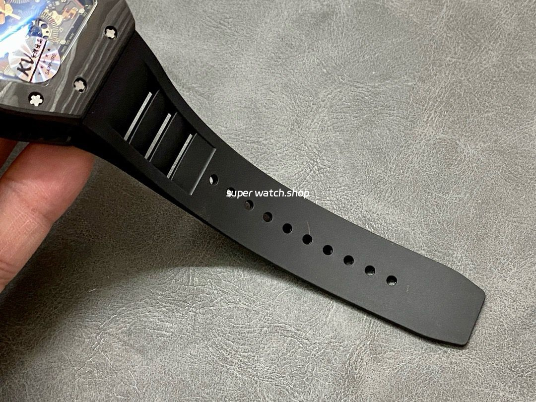 KV Factory Richard Mille RM011-03 44.5mm Carbon Fiber Black Rubber Strap Arabic Numerals Skeletonized Dial - Image 9