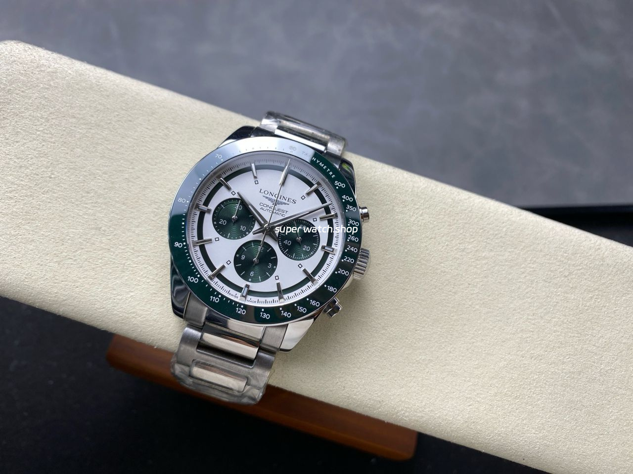 AF Factory Longines Conquest Chronograph L3.835.4.02.6 42mm Full Steel Strap Green Eyes White Dial - Image 5