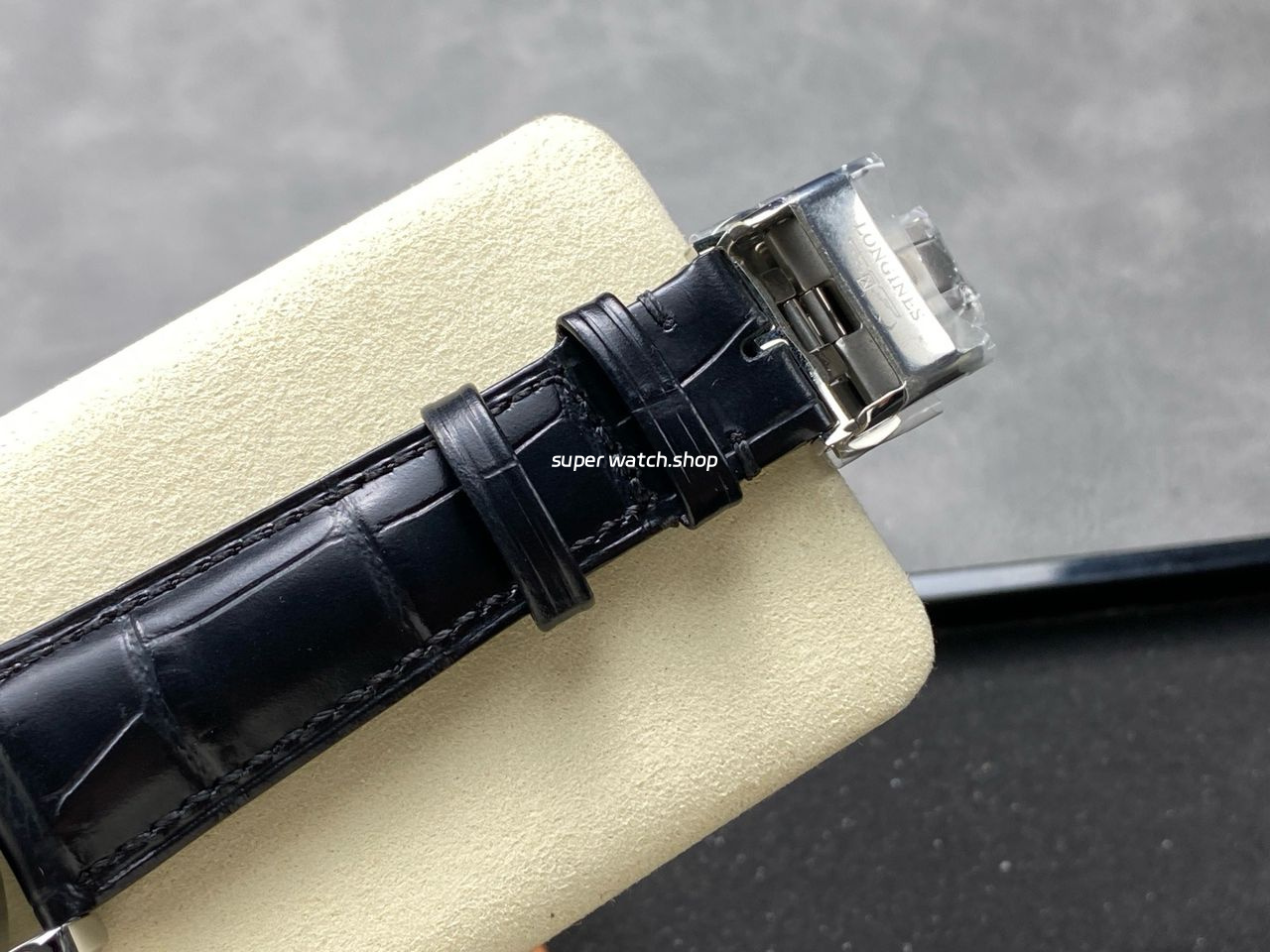 AF Factory Longines Conquest Chronograph L3.835.4.02.6 42mm Steel Leather Strap Green Eyes White Dial - Image 7