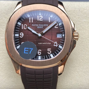 E7 Factory Patek Philippe Aquanaut 40mm 5167R-001 Rose Gold Rubber Strap Brown Dial