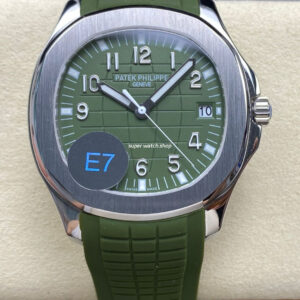E7 Factory Patek Philippe Aquanaut 40mm 5168G-010 White Gold Rubber Strap Avocado Green Dial