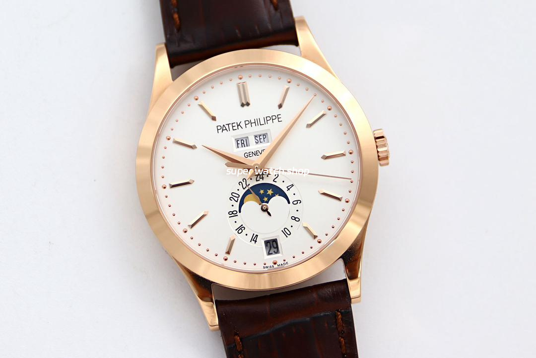 GR Factory Patek Philippe Annual Calendar 5396R-011 38mm Rose Gold Leather Strap Silver Dial