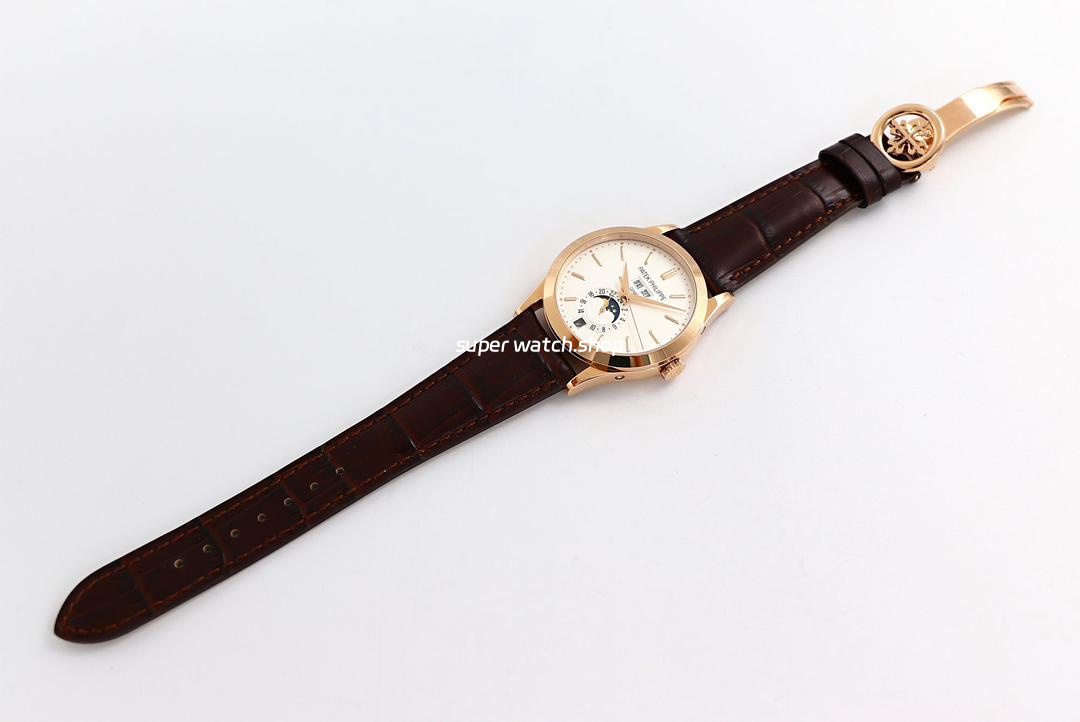 GR Factory Patek Philippe Annual Calendar 5396R-011 38mm Rose Gold Leather Strap Silver Dial - Image 5