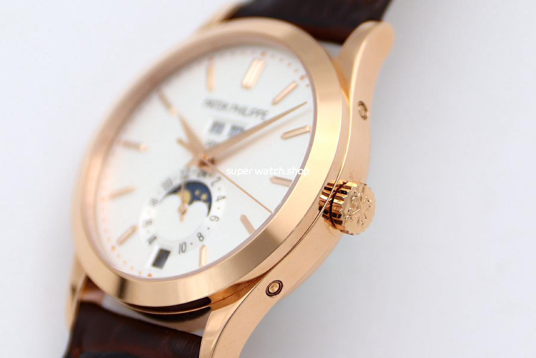 GR Factory Patek Philippe Annual Calendar 5396R-011 38mm Rose Gold Leather Strap Silver Dial - Image 4