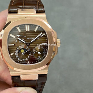 GR Factory Patek Philippe Nautilus 5712G 40mm Rose Gold， Leather Strap Brown Dial