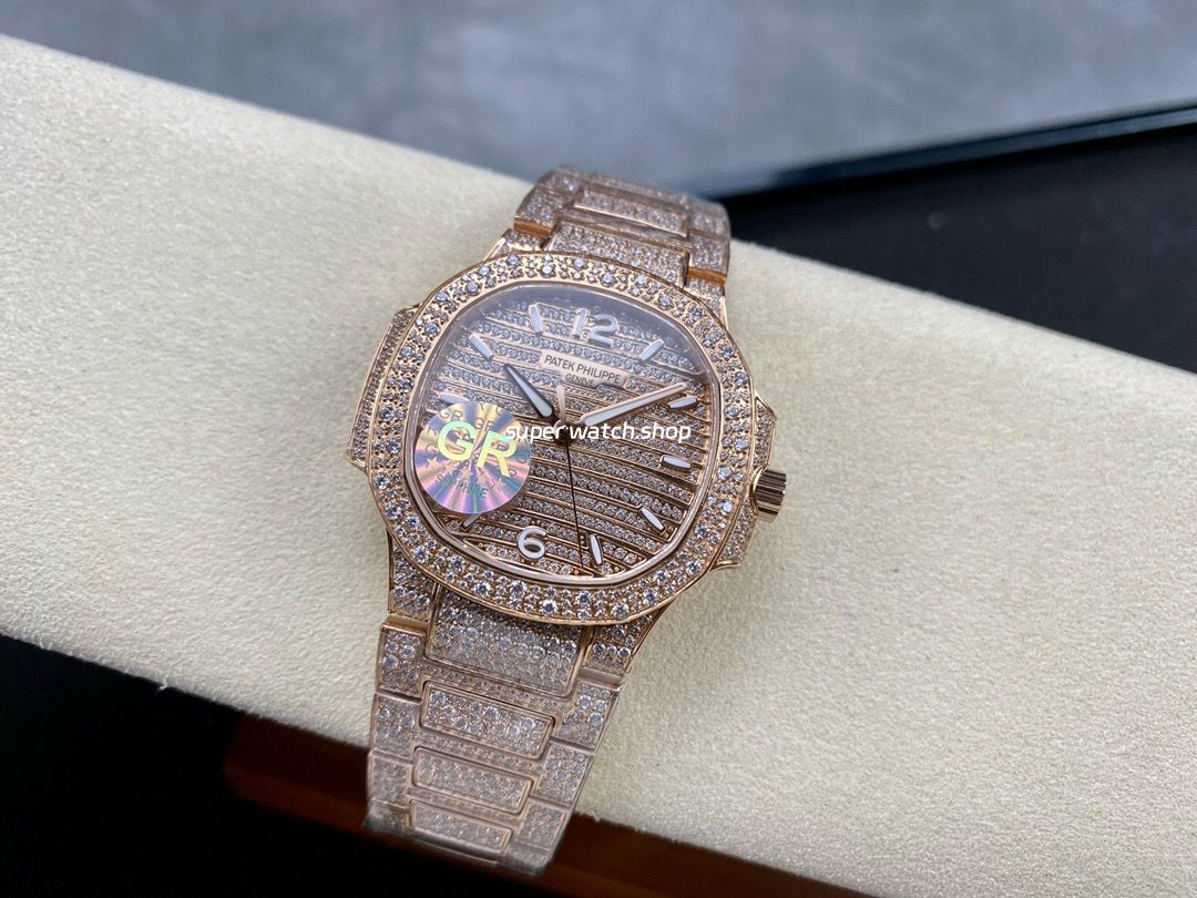 GR Factory Patek Philippe Nautilus 7118/1450G-001 35.2mm Full Diamond Rose Gold Diamond Dial - Image 5
