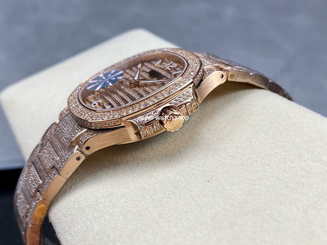 GR Factory Patek Philippe Nautilus 7118/1450G-001 35.2mm Full Diamond Rose Gold Diamond Dial - Image 7