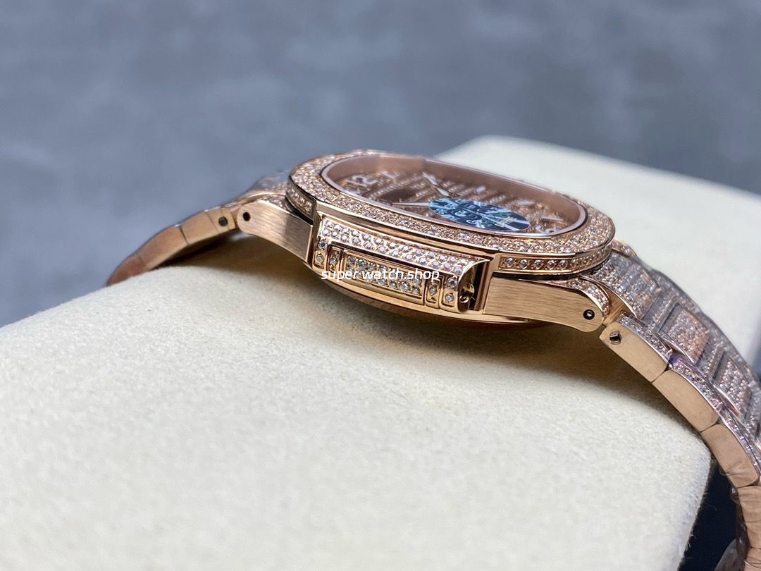 GR Factory Patek Philippe Nautilus 7118/1450G-001 35.2mm Full Diamond Rose Gold Diamond Dial - Image 6