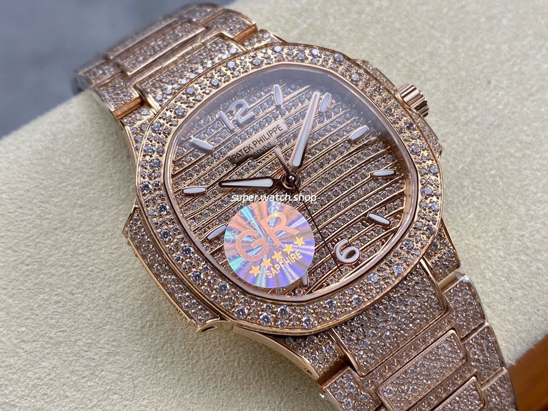 GR Factory Patek Philippe Nautilus 7118/1450G-001 35.2mm Full Diamond Rose Gold Diamond Dial - Image 2