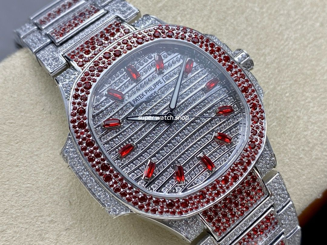 GR Factory Patek Philippe Nautilus 7118/1453G-001 35.5mm Full Red Jewelry White Gold Jewelry Dial - Image 2