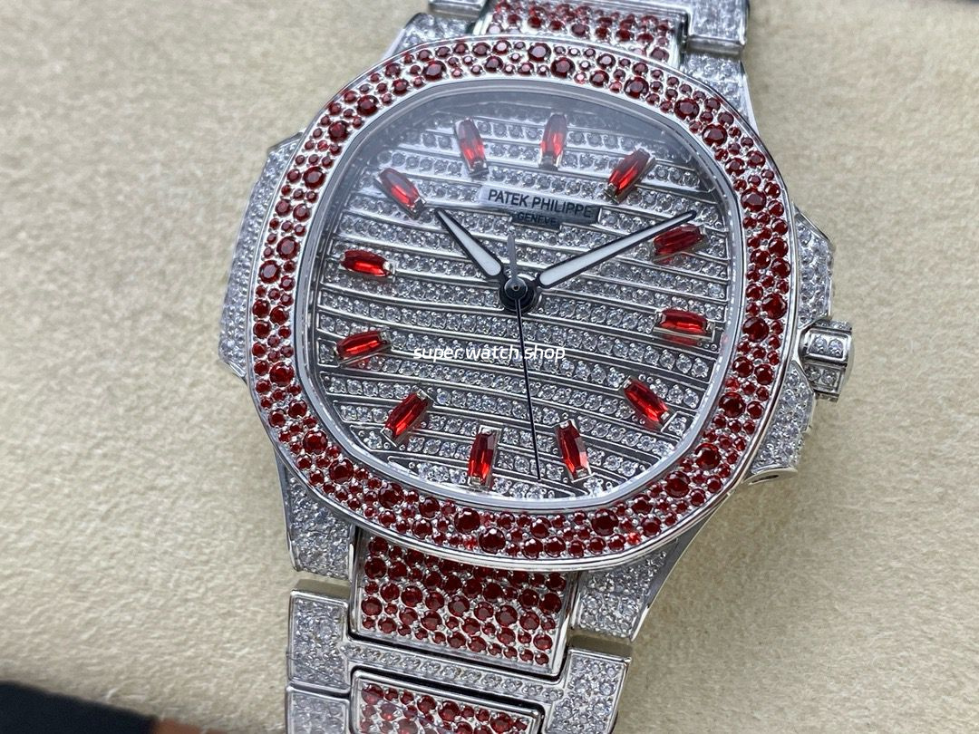GR Factory Patek Philippe Nautilus 7118/1453G-001 35.5mm Full Red Jewelry White Gold Jewelry Dial - Image 3