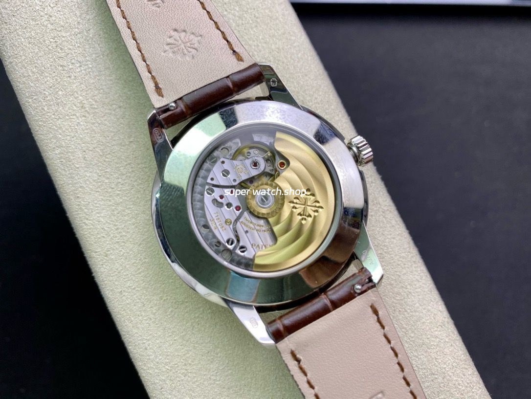 GR Factory Patek Philippe Perpetual Calendar 5320G-001 40mm White Gold Leather Strap Arabic Numerals White Dial - Image 7