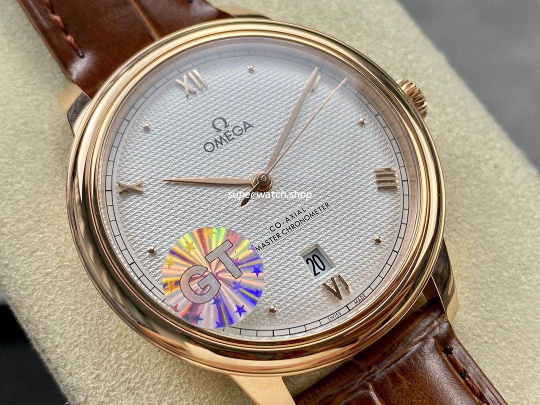 GT Factory Omega De Ville Co-Axial 434.53.40.20.02.001 40mm Rose Gold Leather Strap Rose Gold Point&Roman Number Silver Pupil Dial - Image 2