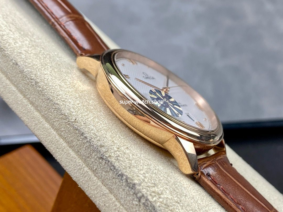 GT Factory Omega De Ville Co-Axial 434.53.40.20.02.001 40mm Rose Gold Leather Strap Rose Gold Point&Roman Number Silver Pupil Dial - Image 5