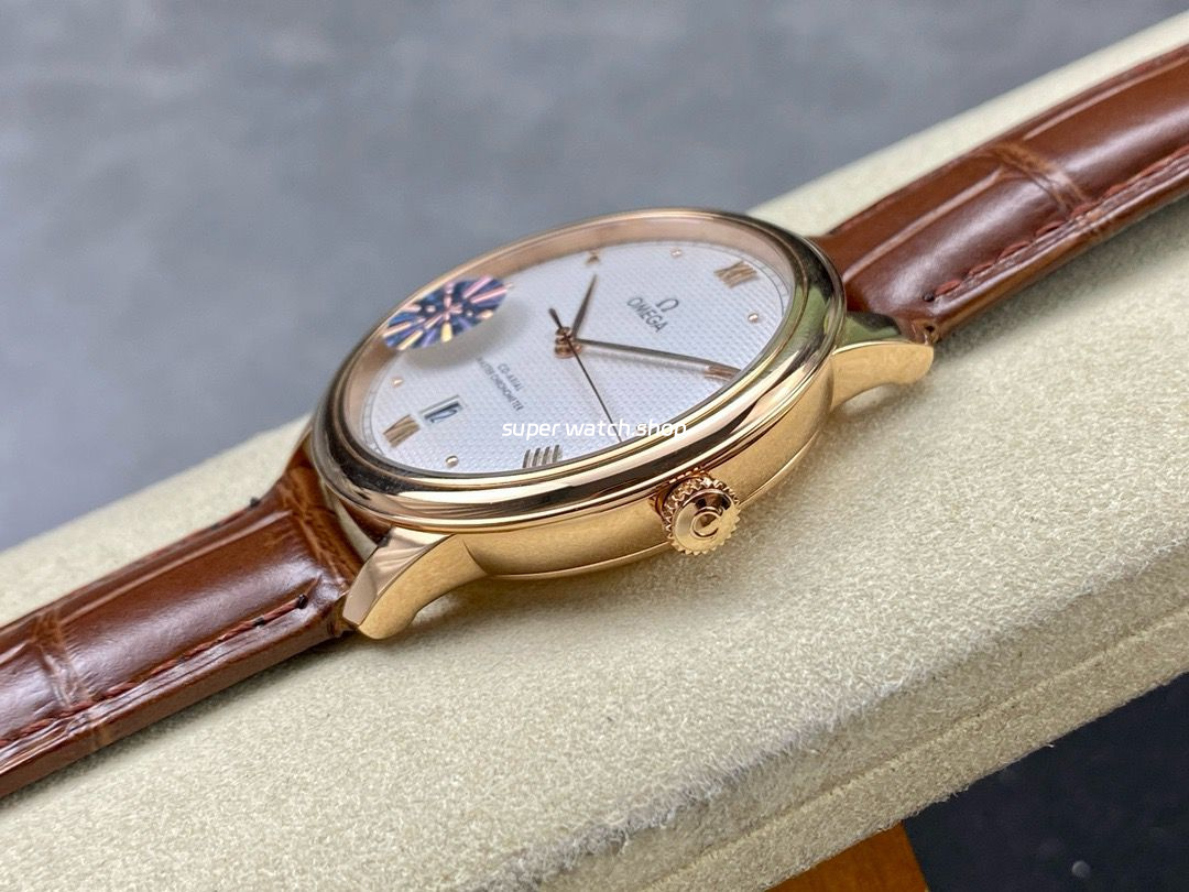 GT Factory Omega De Ville Co-Axial 434.53.40.20.02.001 40mm Rose Gold Leather Strap Rose Gold Point&Roman Number Silver Pupil Dial - Image 6