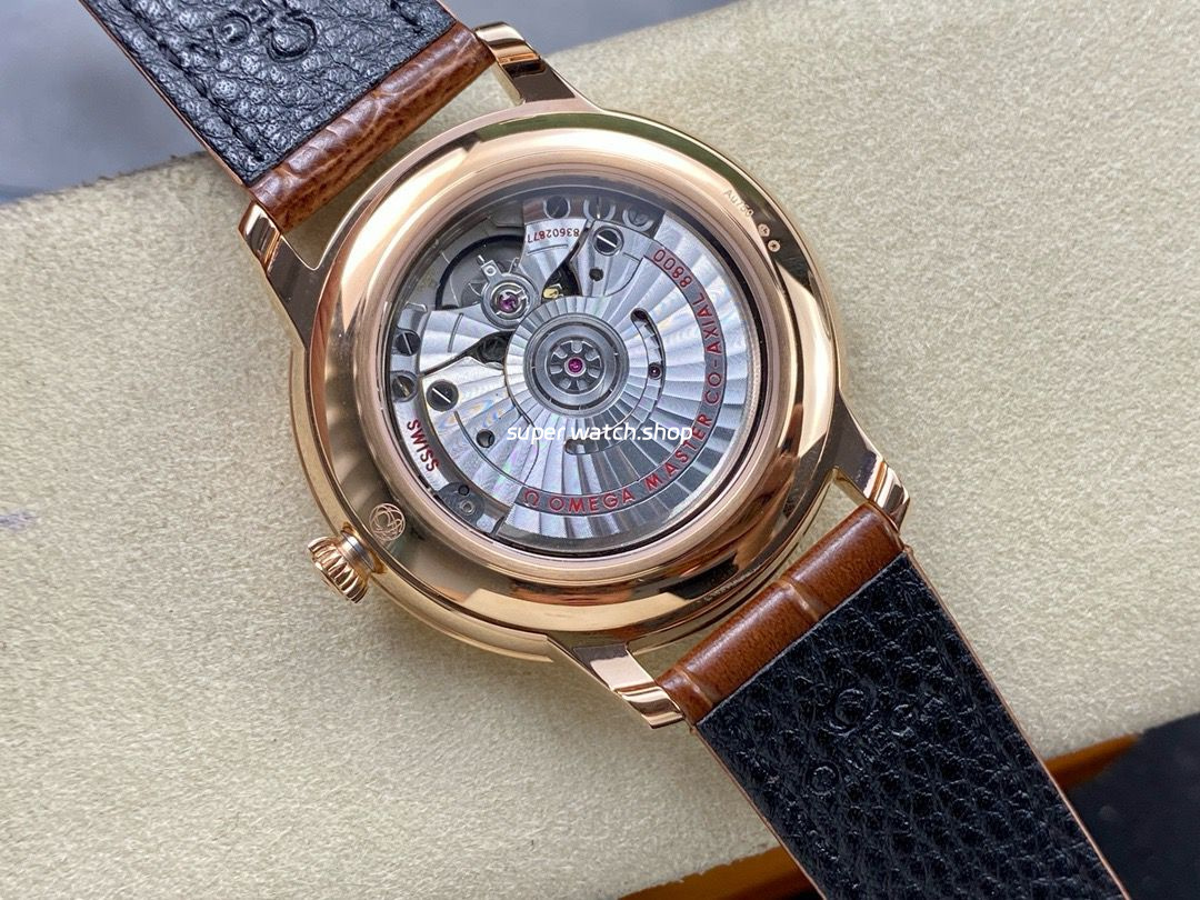 GT Factory Omega De Ville Co-Axial 434.53.40.20.02.001 40mm Rose Gold Leather Strap Rose Gold Point&Roman Number Silver Pupil Dial - Image 7