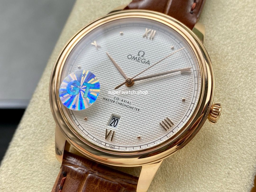 GT Factory Omega De Ville Co-Axial 434.53.40.20.02.001 40mm Rose Gold Leather Strap Rose Gold Point&Roman Number Silver Pupil Dial - Image 3