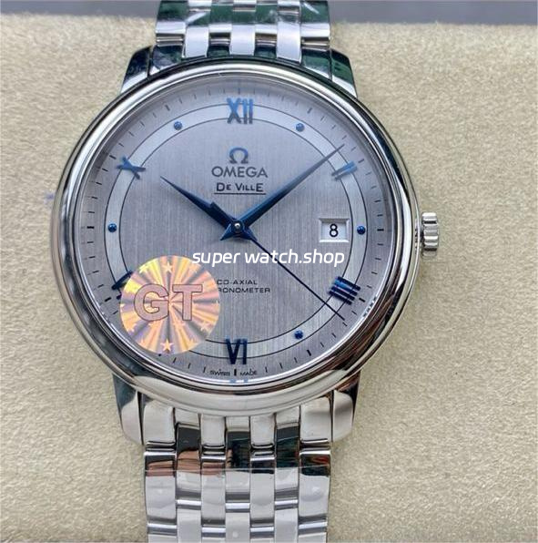 GT Factory Omega De Ville Prestige 424.10.40.20.02.001 39.5mm Full Steel Blue Roman Number Silver Dial