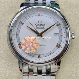 GT Factory Omega De Ville Prestige 424.10.40.20.02.002 39.5mm Full Steel Gold Roman Number Silver Dial