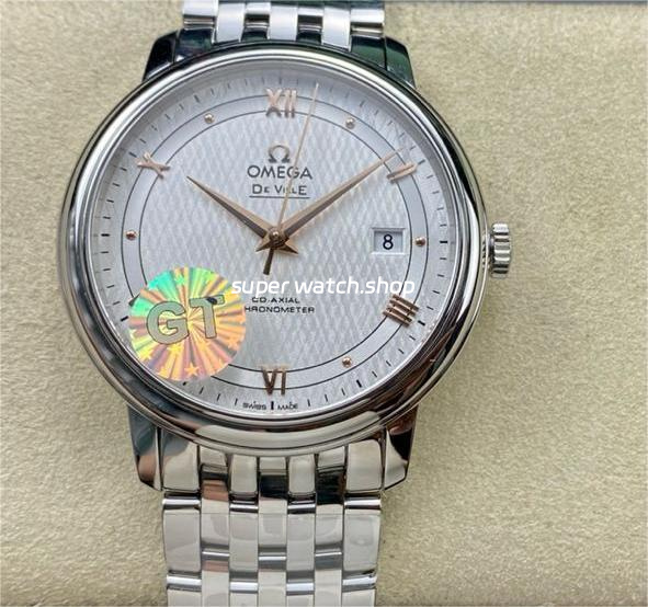 GT Factory Omega De Ville Prestige 424.10.40.20.02.004 39.5mm Full Steel Gold Roman Number Silver Web Weaving Dial