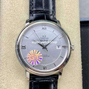GT Factory Omega De Ville Prestige 424.13.40.20.02.001 39.5mm Steel Leather Strap Roman Number Silver Dial