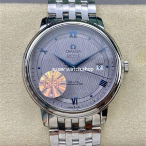 GT Factory Omega De Ville Prestige 424.13.40.20.06.002 39.5mm Full Steel Blue Roman Number Silver Web Weaving Dial