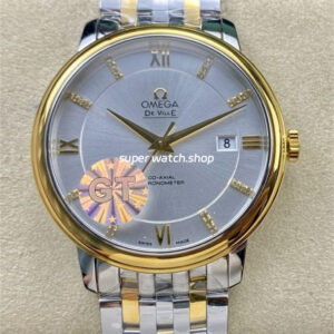 GT Factory Omega De Ville Prestige 424.53.40.20.52.001 39.5mm Half Gold Steel Gold Roman Number Silver Dial