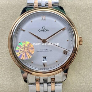 GT Factory Omega De Ville Prestige 434.20.40.20.02.001 40mm Half Rose Gold Steel Rose Gold Point Roman Number White Dial