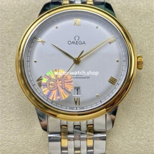 GT Factory Omega De Ville Prestige 434.20.40.20.02.002 40mm Half Gold Steel Gold Point Roman Number Silver Dial