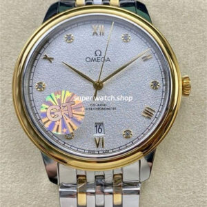 GT Factory Omega De Ville Prestige 434.20.40.20.52.001 40mm Half Gold Steel Gold Diamond Point Roman Number Silver Frosting Dial