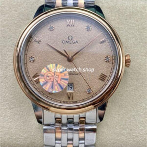 GT Factory Omega De Ville Prestige 434.20.40.20.59.001 40mm Half Rose Gold Steel Rose Gold Diamond Point Roman Number Champagne Dial