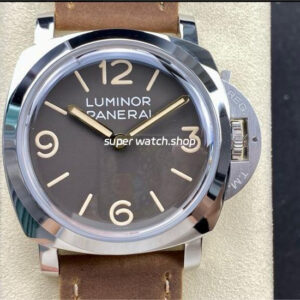 HW Factory Panerai Luminor 1950 PAM663 47mm Steel Leather Strap Arabic Numerals Brown Dial