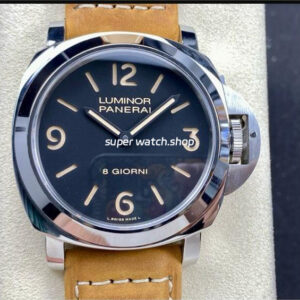 HW Factory Panerai Luminor Base PAM00914 44mm Steel Leather Strap Arabic Numerals Black Dial