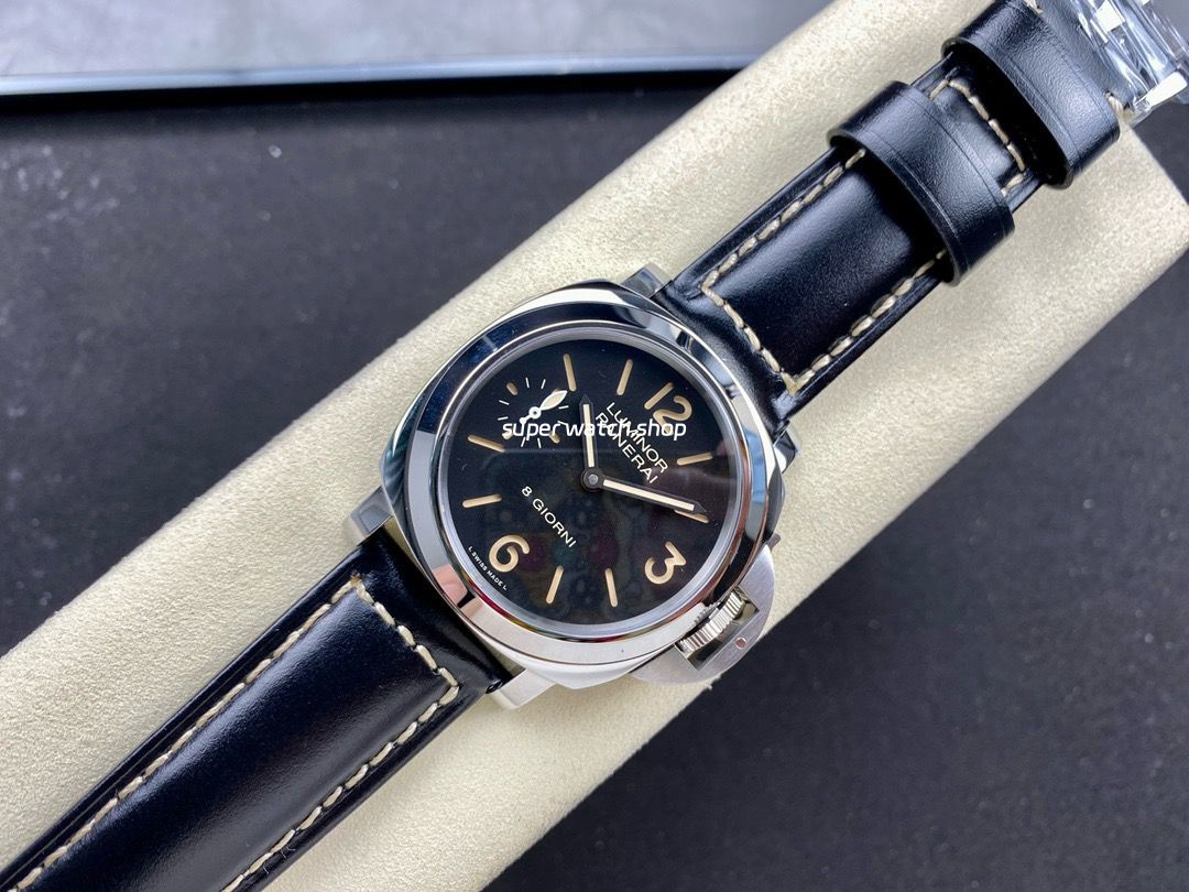 HW Factory Panerai Luminor PAM 00915 44mm Steel Leather Strap Arabic Numerals Black Dial - Image 4