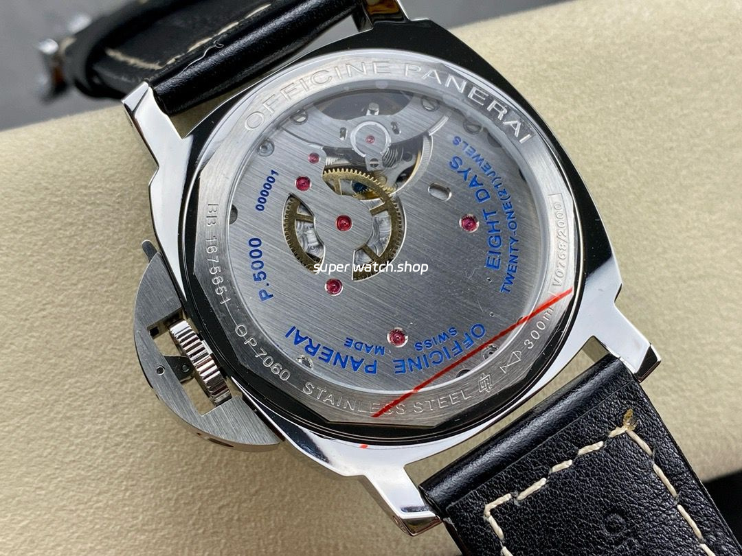 HW Factory Panerai Luminor PAM 00915 44mm Steel Leather Strap Arabic Numerals Black Dial - Image 7