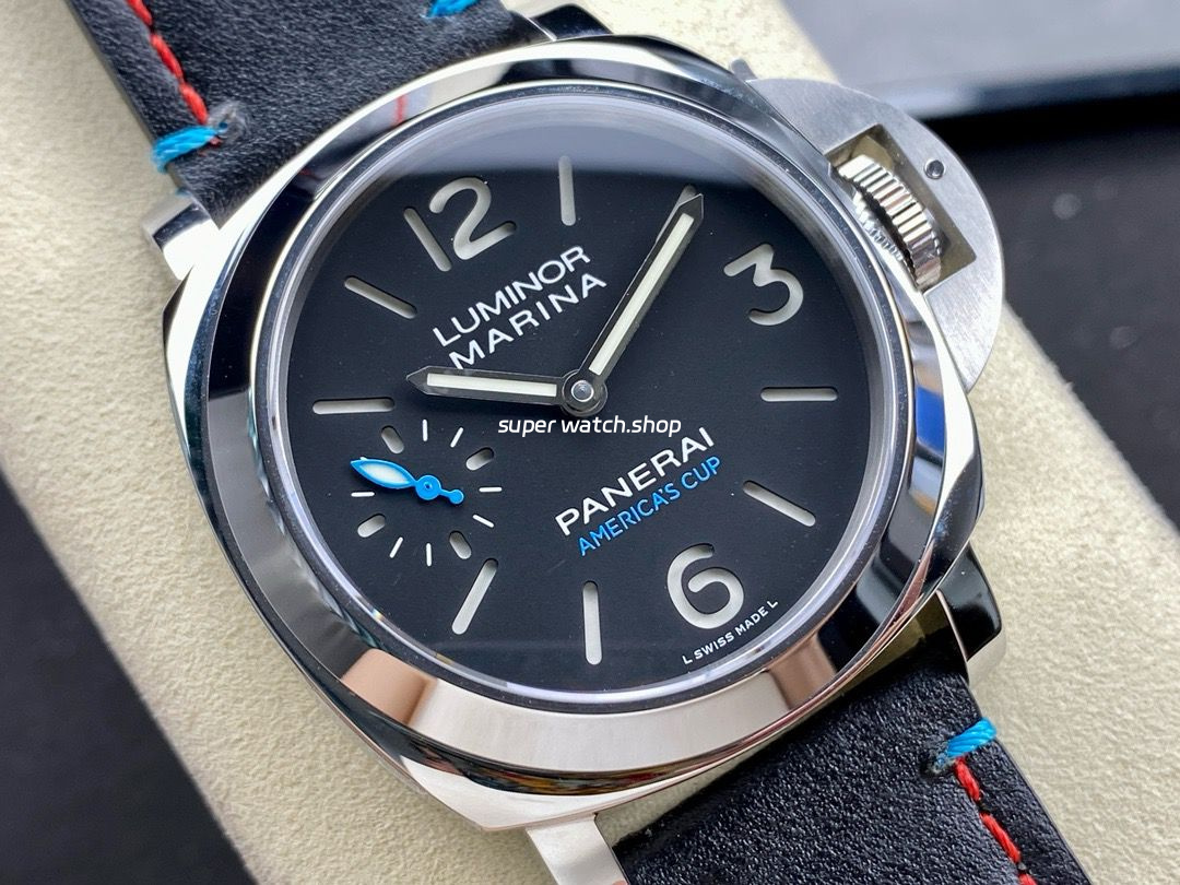 HW Factory Panerai Luminor PAM00724 44mm Steel Leather Strap Arabic Numerals Black Dial - Image 2