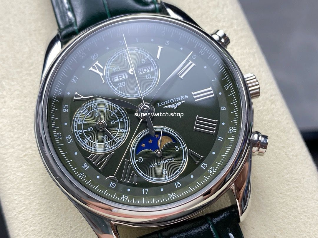 LGS Factory Longines Master Collection Moonphase L2.773.4.61.2 40mm Steel Leather Strap Roman Numerals Green Dial - Image 2