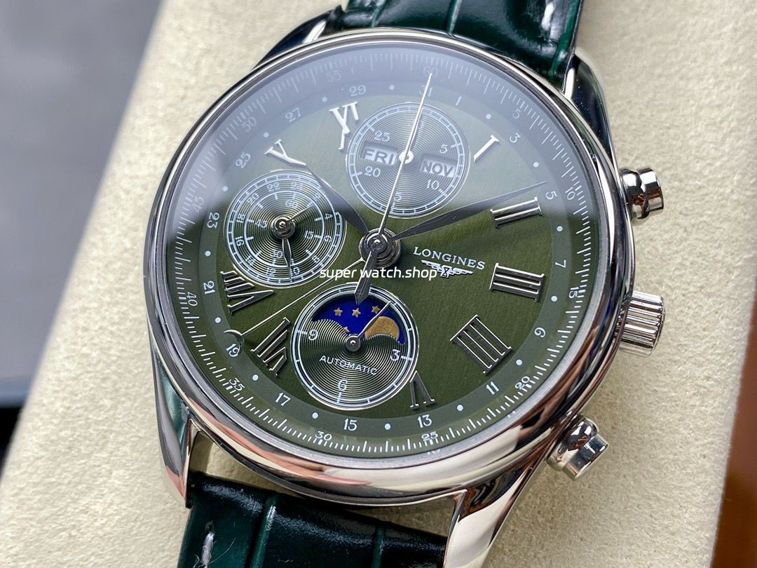 LGS Factory Longines Master Collection Moonphase L2.773.4.61.2 40mm Steel Leather Strap Roman Numerals Green Dial - Image 3