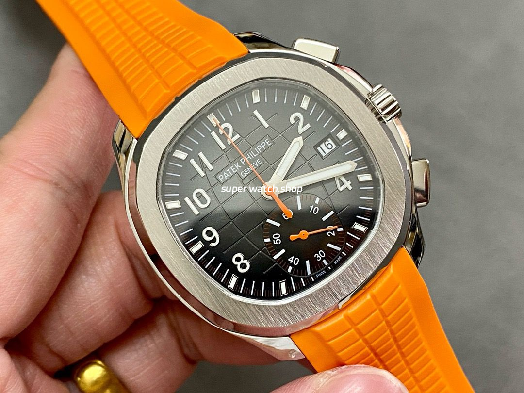 MMA Factory Patek Philippe Aquanaut 42.2mm 5968A-001 Orange Rubber Strap Black Dial - Image 2
