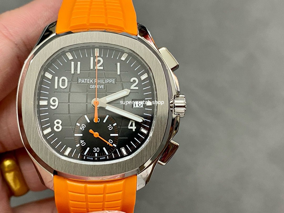 MMA Factory Patek Philippe Aquanaut 42.2mm 5968A-001 Orange Rubber Strap Black Dial
