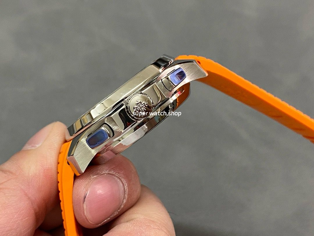 MMA Factory Patek Philippe Aquanaut 42.2mm 5968A-001 Orange Rubber Strap Black Dial - Image 6