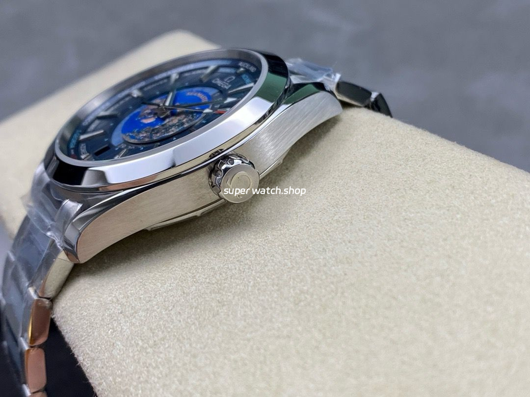 N1 Factory Omega Seamaster Aqua Terra World Time 220.10.43.22.03.001 43mm Full Steel Blue Dial - Image 6