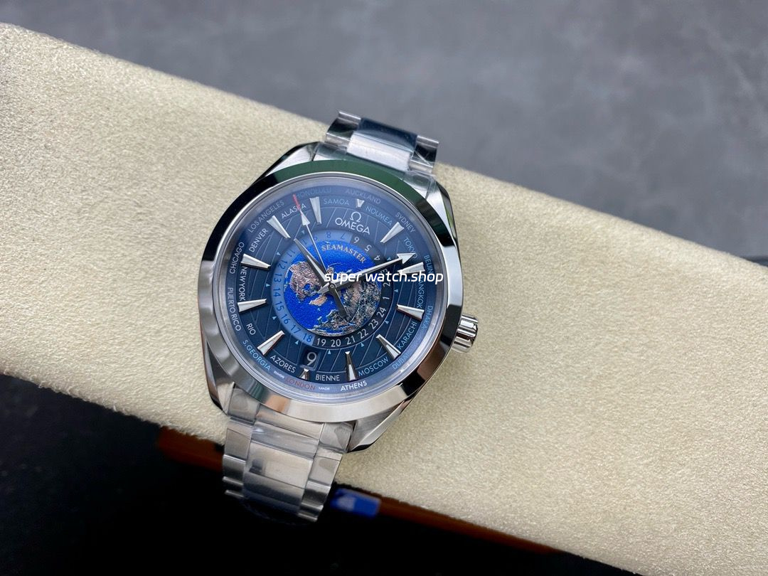 N1 Factory Omega Seamaster Aqua Terra World Time 220.10.43.22.03.001 43mm Full Steel Blue Dial - Image 4