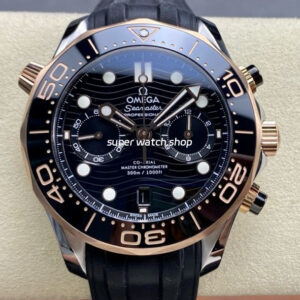 N1 Factory Omega Seamaster Diver 300M Co-Axial Chronometer Chronograph 210.22.44.51.01.001 44mm Rose Gold&Steel Black Rubber Strap Black Dial