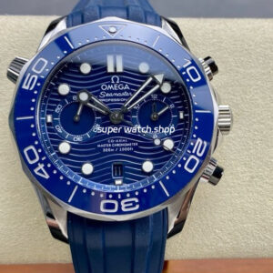 N1 Factory Omega Seamaster Diver 300M Co-Axial Chronometer Chronograph 210.30.44.51.03.001 44mm Steel Blue Rubber Strap Blue Dial