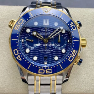 N1 Factory Omega Seamaster Diver 300M Co-Axial Chronometer Chronograph 210.20.44.51.03.001 44mm Full Steel&Gold Strap Blue Dial